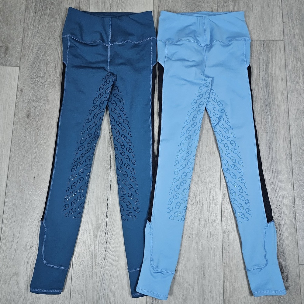 HORZE Breeches Lot of Two Womens 22 Blue Equestrian Pull On Silicone Pants Mesh